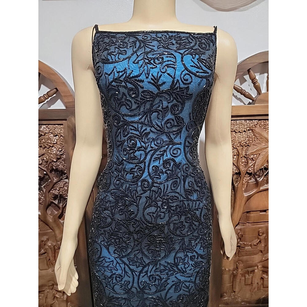 Cache Collection 100% Silk Size S Artsy Sophisticated Dress Backless Beaded #C3 - Picture 2 of 12